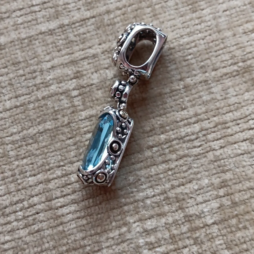 Silver Tone Synthetic Blue Multi Faceted Pendant